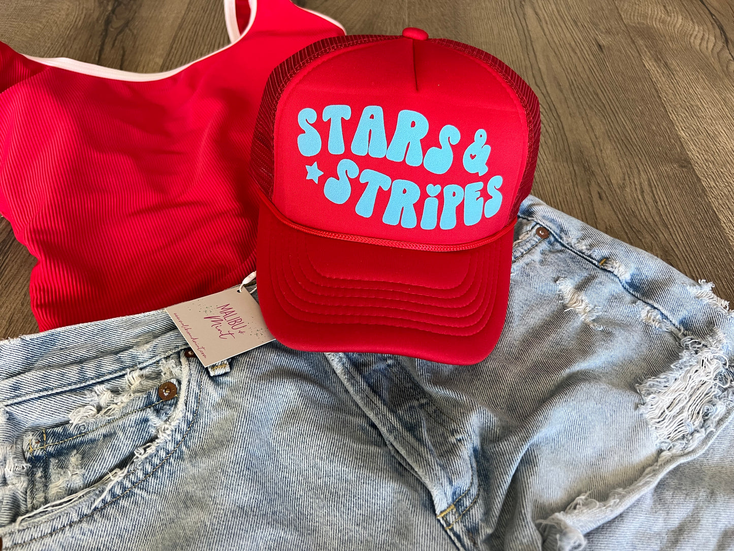 Stars and Stripes 4th of July Trucker Hat