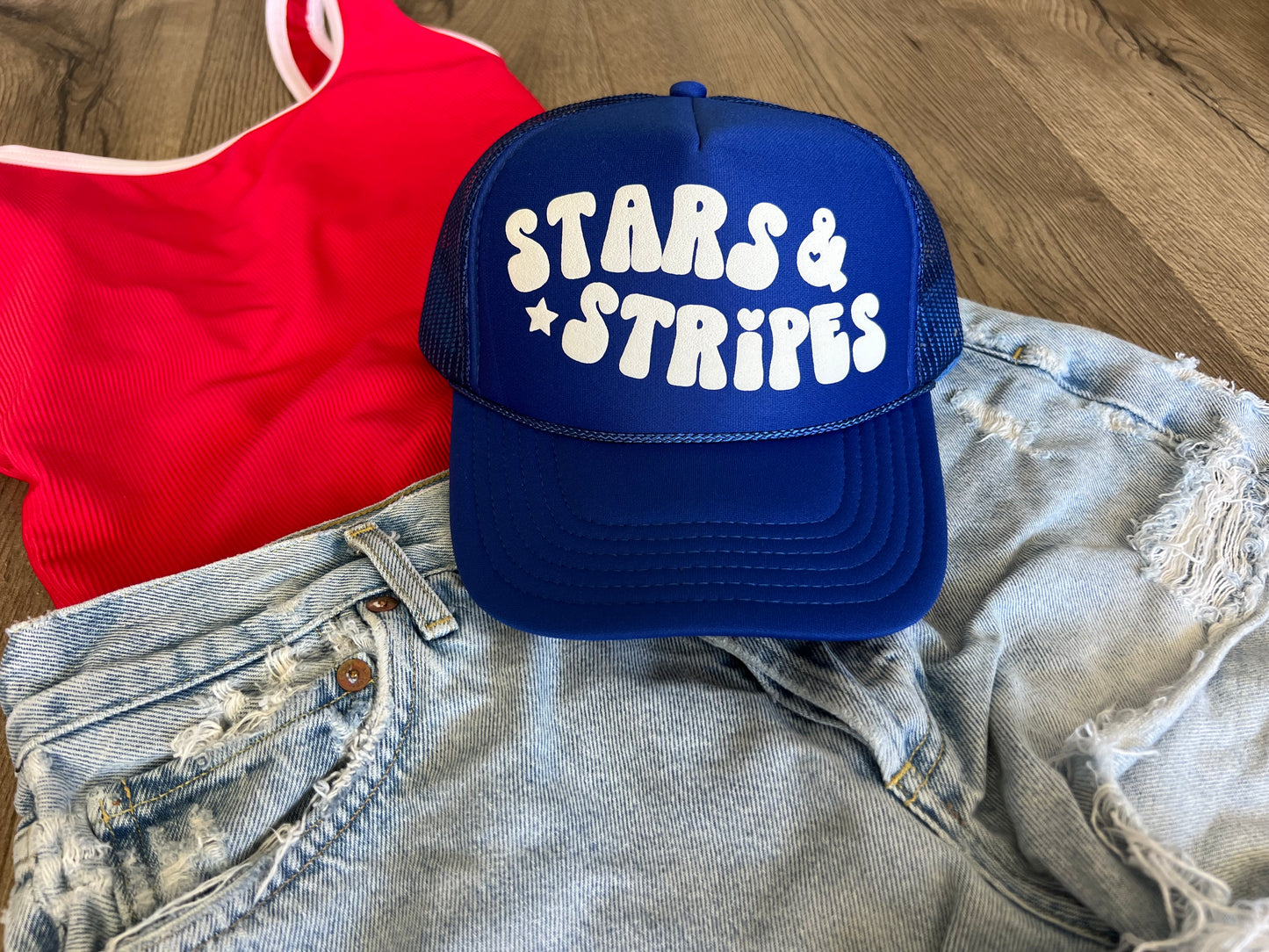 Stars and Stripes 4th of July Trucker Hat