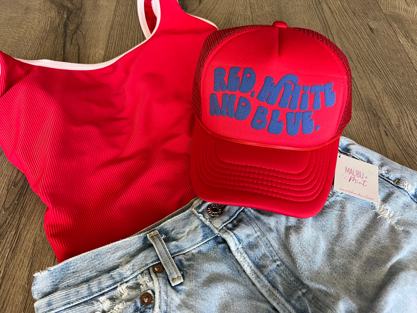 Red, White, and Blue 4th of July Trucker Hat