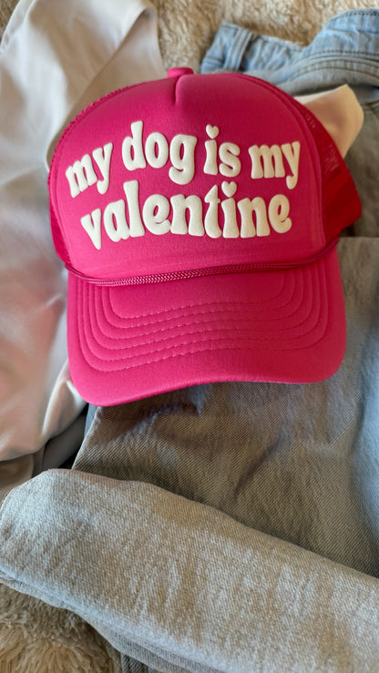 My Dog is My Valentine Hot Pink Valentine's Day Hat