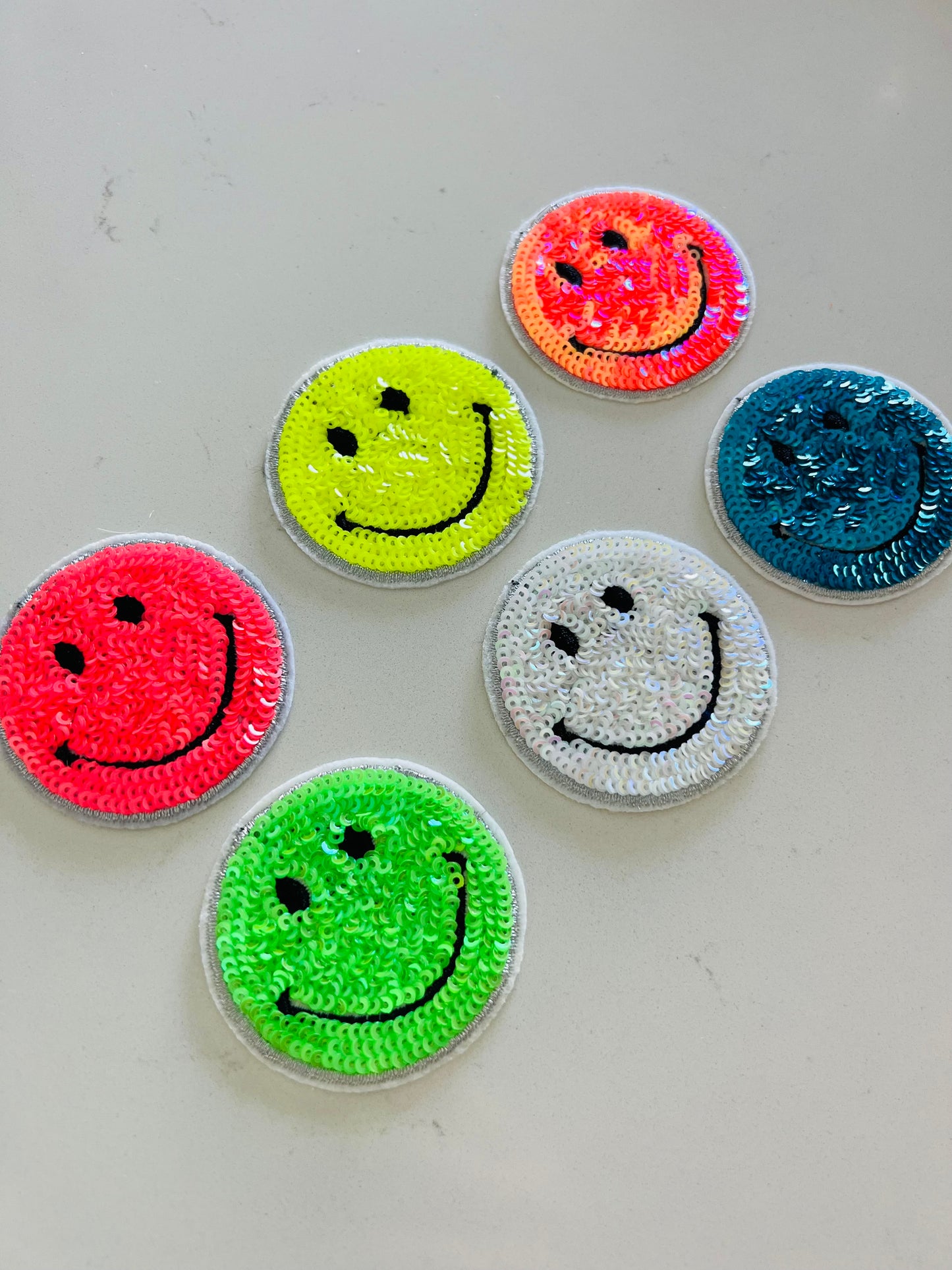 Sequin Smiley Face Design Patches (Hats Only)