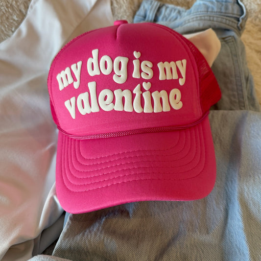 My Dog is My Valentine Hot Pink Valentine's Day Hat