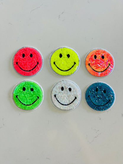 Sequin Smiley Face Design Patches (Hats Only)