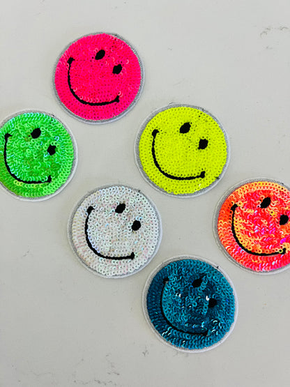 Sequin Smiley Face Design Patches (Hats Only)