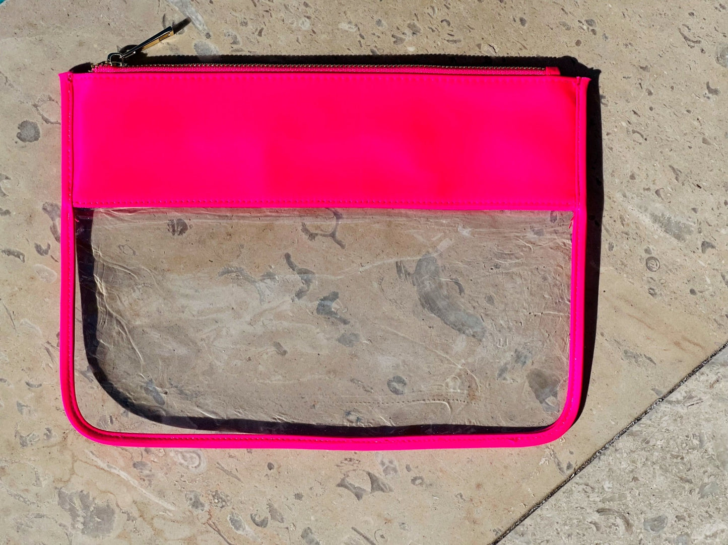 Hot Pink Clear Flat Pouch