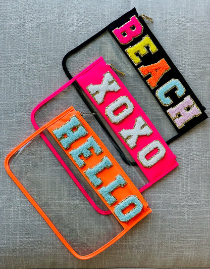 Neon Orange Clear Flat Pouch