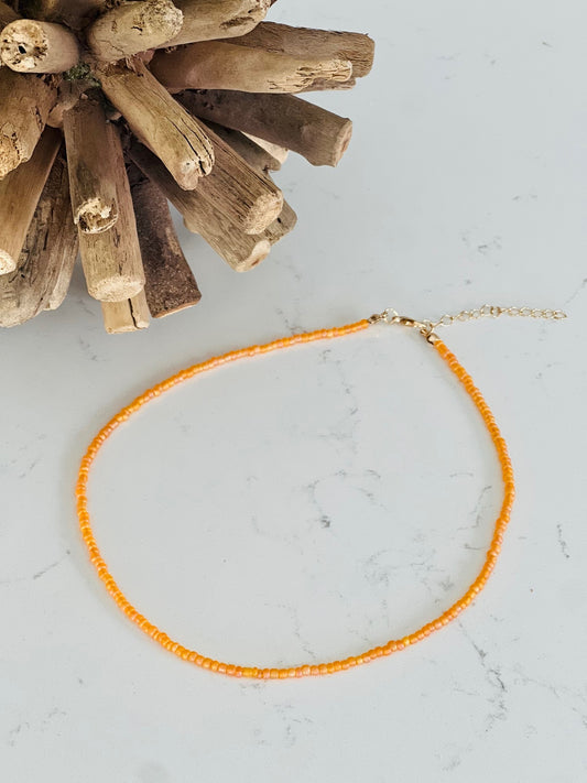 Frosted Tangerine Beaded Necklace (Individual)