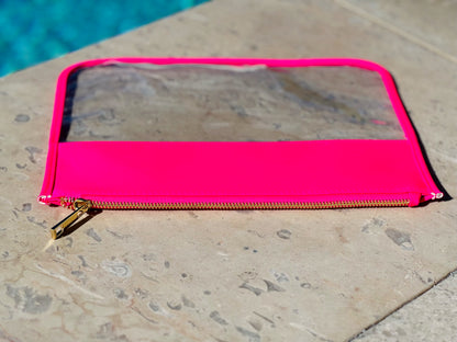 Hot Pink Clear Flat Pouch