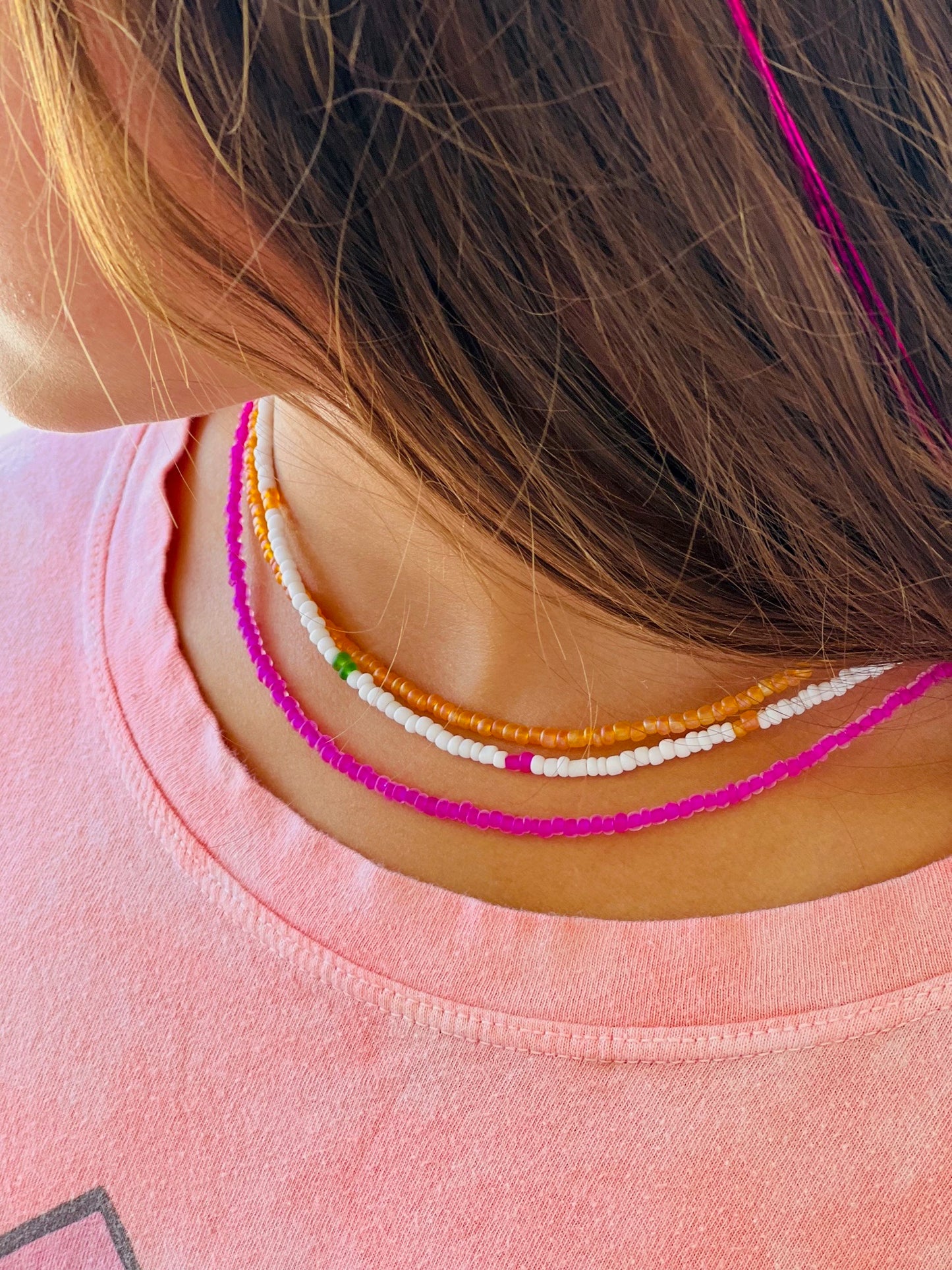 Surfer Girl Beaded Necklace (Individual) Malibu+Mint