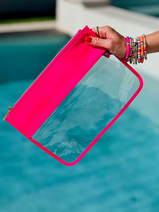 Hot Pink Clear Flat Pouch