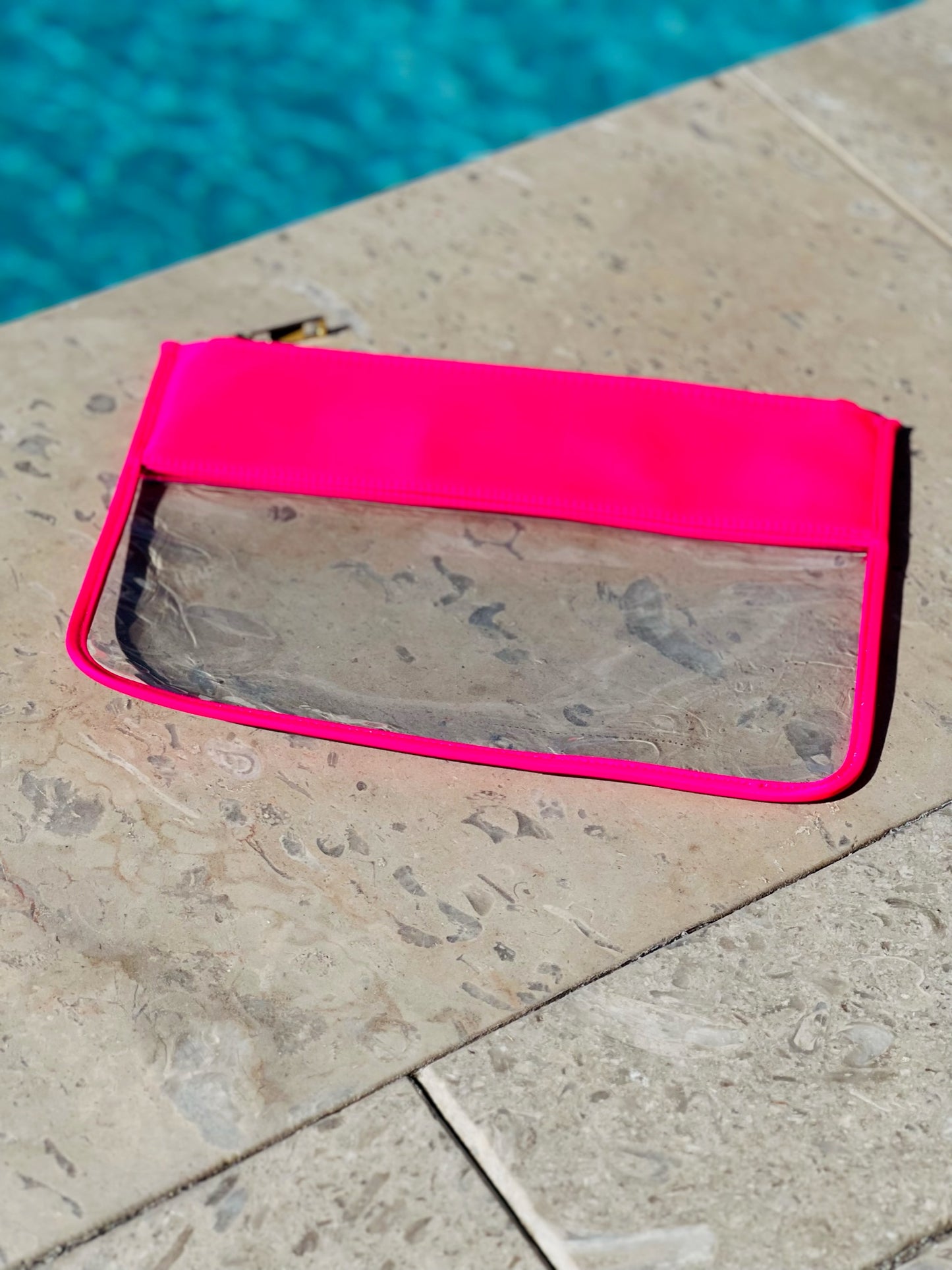 Hot Pink Clear Flat Pouch