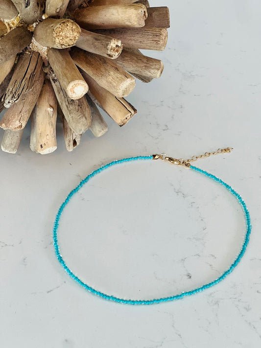 Tropical Teal Beaded Necklace (Individual)