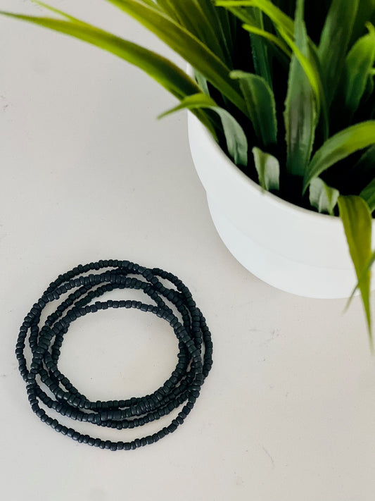 Jet Black Beaded Bracelet (Individual)