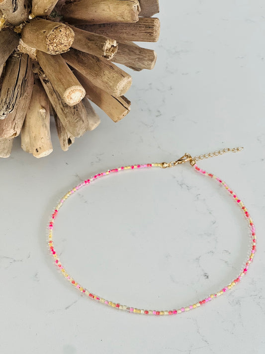 Pink Sunshine Beaded Necklace (Individual)