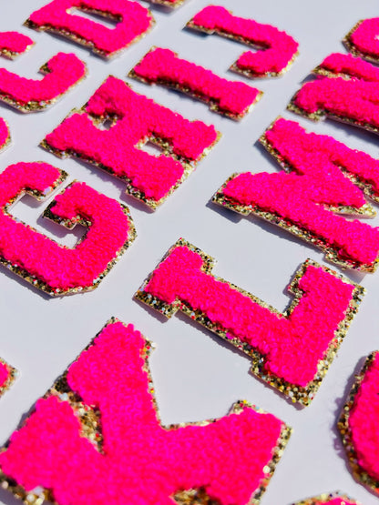 Hot Pink A-Z Letter Patches