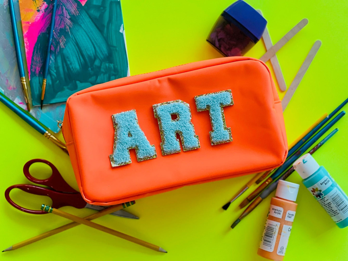 Neon Orange Large Multi-Functional Pouch