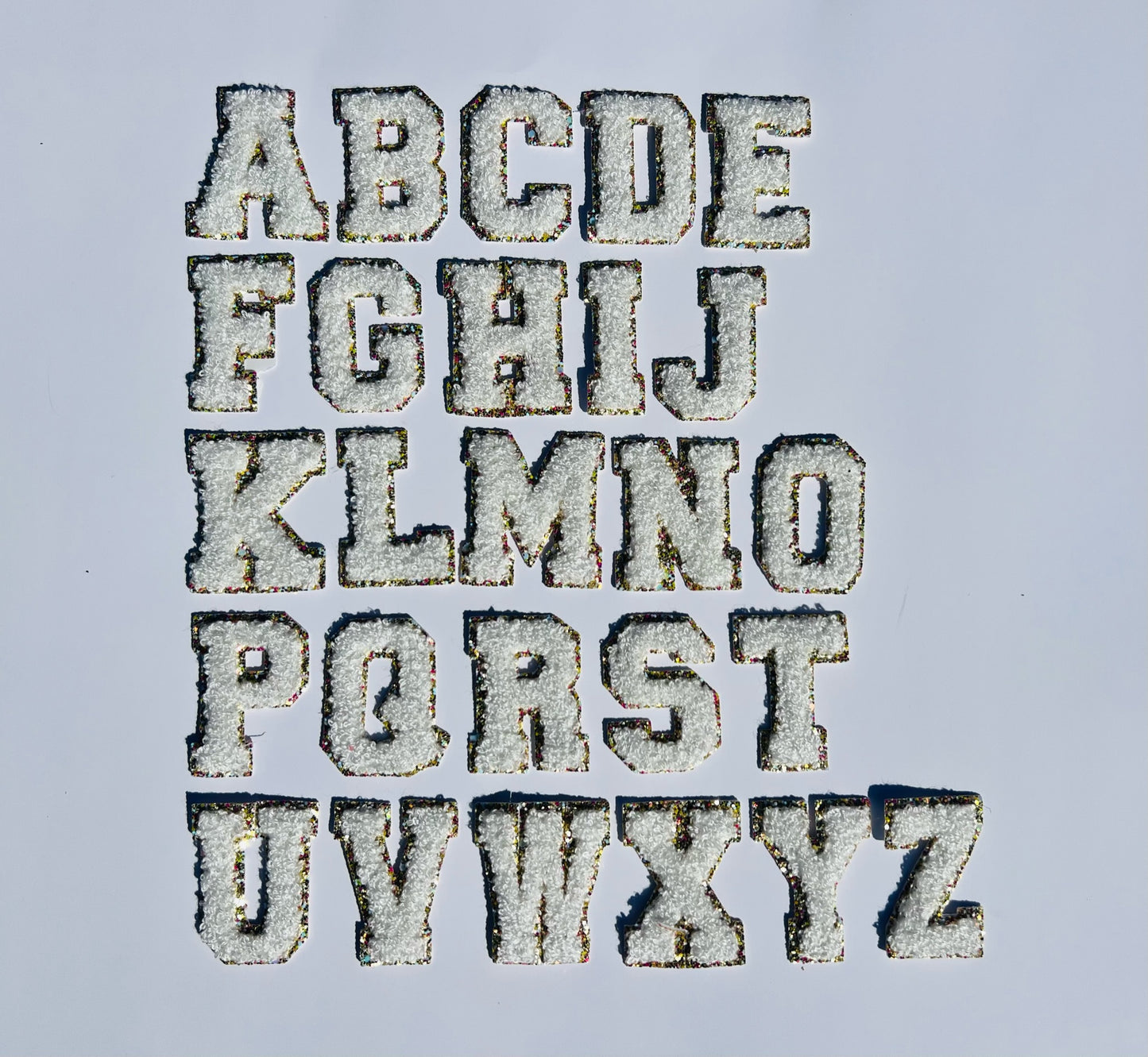 White A-Z Letter Patches