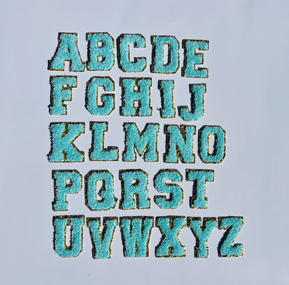 Mint Blue A-Z Letter Patches