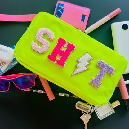 Neon Lemon-Lime Large Multi-Functional Pouch