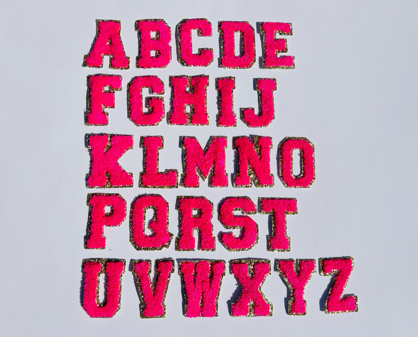 Hot Pink A-Z Letter Patches