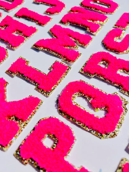 Hot Pink A-Z Letter Patches